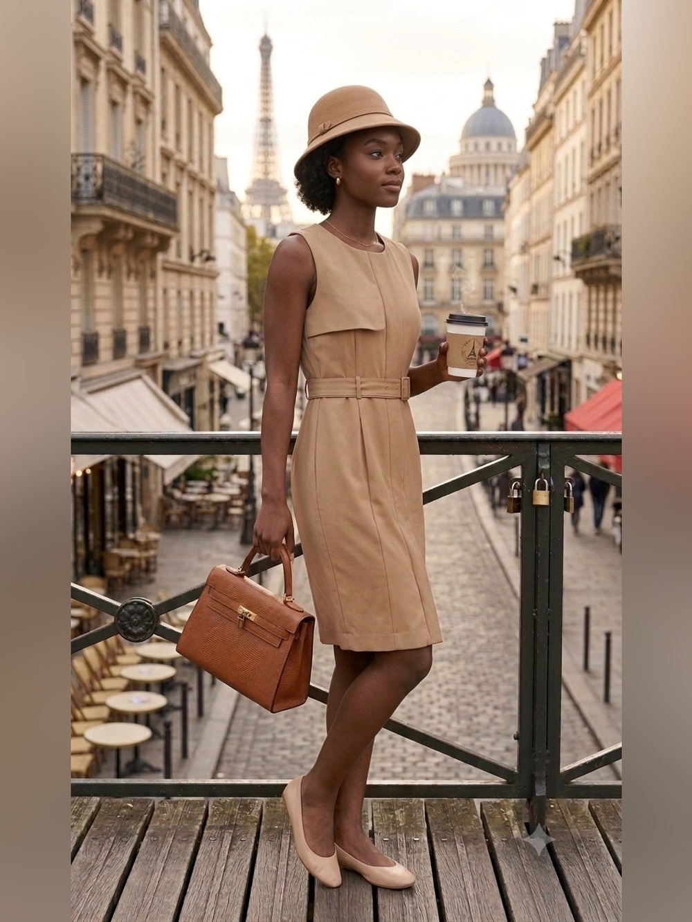 Sacoor Brothers Khaki Beige Camel Trench Sheath Dress Small Belted Career Office